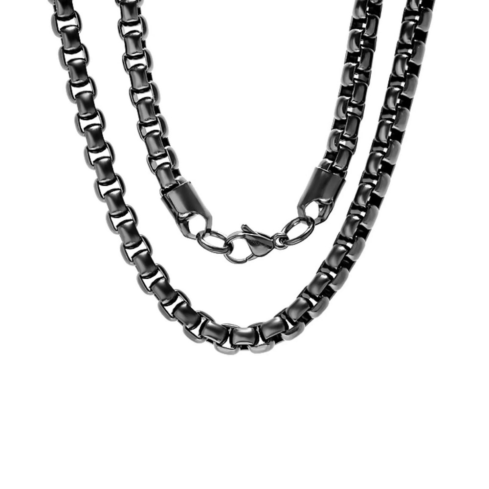 STEELTIME Men's Black Ion-Plated Box Chain 24" Necklace
